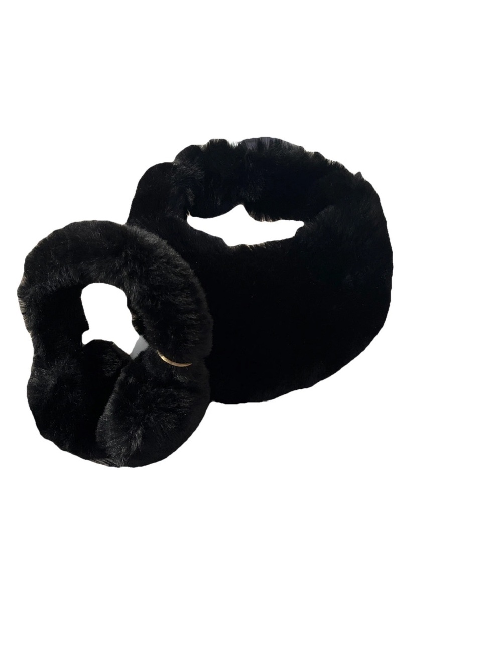 NWT plush  Black Faux Fur handle bag and aspen black faux fur ear muffs